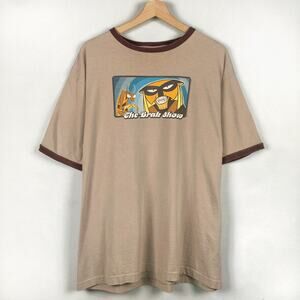 Vintage 2003 The Brak Show Cartoon Graphic Ringer T Shirt Adult Swim Brown Large